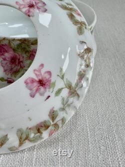 Vanity Container Antique Hair Receiver Bavarian Porcelain Hair Receiver Trinket Dish Cottonball Holder Vanity Lidded Container Gift for Her