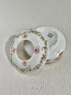 Vanity Container Antique Hair Receiver Bavarian Porcelain Hair Receiver Trinket Dish Cottonball Holder Vanity Lidded Container Gift for Her