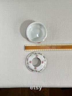 Vanity Container Antique Hair Receiver Bavarian Porcelain Hair Receiver Trinket Dish Cottonball Holder Vanity Lidded Container Gift for Her