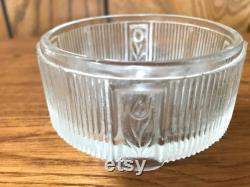 Vanity Powder Jar Clear Ribbed Depression Glass with Tulips Tapestry Look Gold Lid Vintage 1940's Boudoir Trinket Jewelry Box