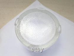 Vanity Powder Jar Clear Ribbed Depression Glass with Tulips Tapestry Look Gold Lid Vintage 1940's Boudoir Trinket Jewelry Box