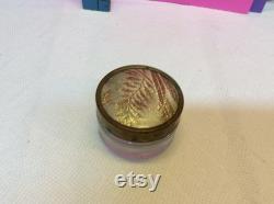 Vanity Vintage Powder Cream Jar Gold Fern Decorated (NBPE 704)