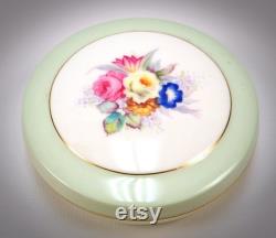 Very Rare Noritake Powder Jar Compact Lidded Dish Floral Bouquet Very Elegant