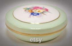 Very Rare Noritake Powder Jar Compact Lidded Dish Floral Bouquet Very Elegant