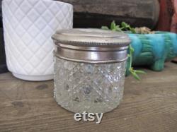 Victorian Cut Glass Hobnail Vanity Jar with Cameo Lid
