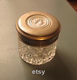 Victorian Cut Glass Hobnail Vanity Jar with Cameo Lid