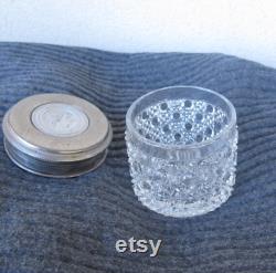 Victorian Cut Glass Hobnail Vanity Jar with Cameo Lid