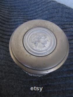 Victorian Cut Glass Hobnail Vanity Jar with Cameo Lid