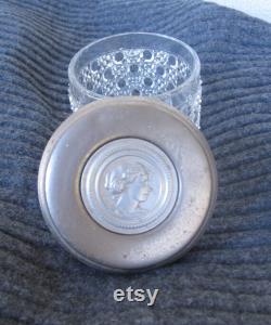 Victorian Cut Glass Hobnail Vanity Jar with Cameo Lid