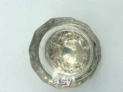 Victorian Glass POWDER JAR STERLING embossed roses lid Gs4-5