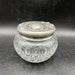 Victorian Heisey Glass Powder Jar with Ornate Silver Plate Lid