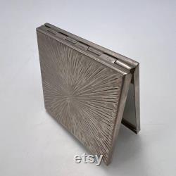 Victorian Lady Vintage Vanity Compact Face Puff Powder Box Mirror Silver Plated Enamel