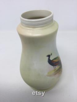 Victorian Locke s Shrub Hill Works Hand Painted Peacock Powder Jar