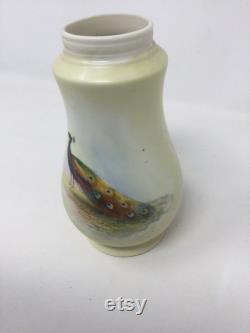 Victorian Locke s Shrub Hill Works Hand Painted Peacock Powder Jar