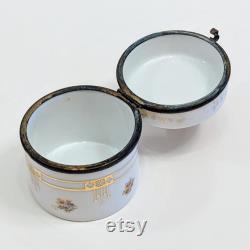 Victorian Porcelain Trinket Box 19th Century Vanity Patch Box with Kauffman Scene