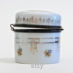 Victorian Porcelain Trinket Box 19th Century Vanity Patch Box with Kauffman Scene