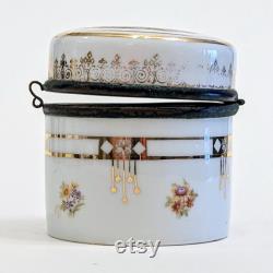 Victorian Porcelain Trinket Box 19th Century Vanity Patch Box with Kauffman Scene