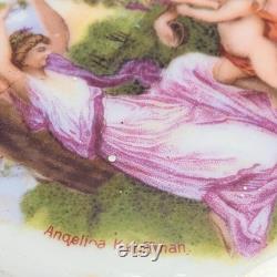 Victorian Porcelain Trinket Box 19th Century Vanity Patch Box with Kauffman Scene