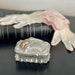Victorian Rose Glass and Silver Jewelry Box Art Nouveau Powder Room Decor