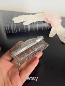 Victorian Rose Glass and Silver Jewelry Box Art Nouveau Powder Room Decor