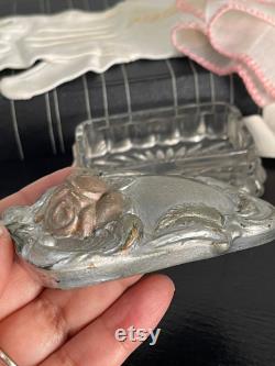 Victorian Rose Glass and Silver Jewelry Box Art Nouveau Powder Room Decor