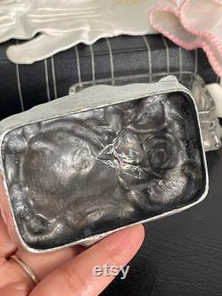 Victorian Rose Glass and Silver Jewelry Box Art Nouveau Powder Room Decor