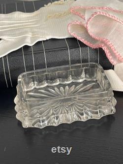 Victorian Rose Glass and Silver Jewelry Box Art Nouveau Powder Room Decor