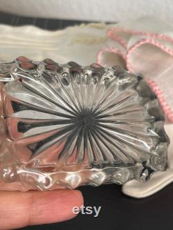 Victorian Rose Glass and Silver Jewelry Box Art Nouveau Powder Room Decor