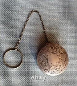 Victorian Sterling Silver Engraved with FOB Finger Ring Powder Box