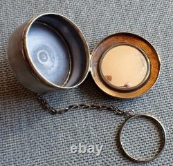 Victorian Sterling Silver Engraved with FOB Finger Ring Powder Box