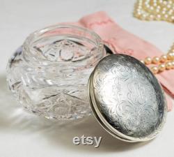 Victorian Sterling Top Crystal Hand Chased Vanity Jar