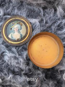 Vintage 1900s Jewelry Powder Box Lady on Lid