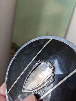 Vintage 1920s 1930s Black Chrome Deco Powder Dish