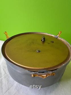 Vintage 1930-1950s Aluminum Musical Box and Powder Puff Case Combined Grey Victorian Couple Music Box Works