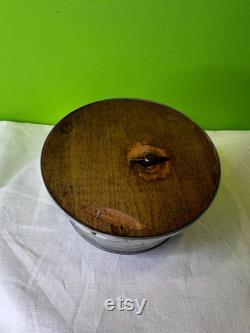 Vintage 1930-1950s Small Aluminum Musical Box and Powder Puff Case Combined Grey Victorian Family Music Box Broken