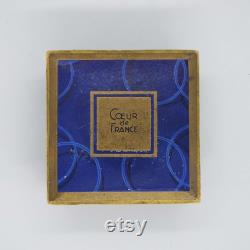 Vintage 1930's Coeur de France Powder Box Unopened P Giraud Face Powder Box Vanity Storage Art Deco Blue Powder Box