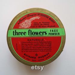 Vintage 1930's Richard Hudnut Three Flowers Face Powder Box Unused Powder Compact Art Deco Powder Box Vanity Storage Cosmetics Make-Up