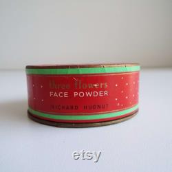Vintage 1930's Richard Hudnut Three Flowers Face Powder Box Unused Powder Compact Art Deco Powder Box Vanity Storage Cosmetics Make-Up