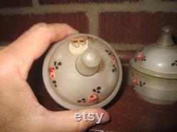 Vintage 1930s 40s PAIR of Matching Art Deco Alabaster Powder Box Vanity Jars