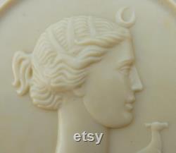 Vintage 1930s Celluloid Powder Pot With Diana The Huntress on Lid, Ancient Greek Goddess of the Moon With a Leaping Deer, Art Deco Era