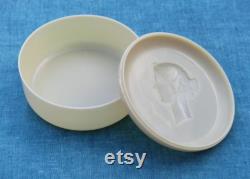 Vintage 1930s Celluloid Powder Pot With Diana The Huntress on Lid, Ancient Greek Goddess of the Moon With a Leaping Deer, Art Deco Era