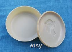 Vintage 1930s Celluloid Powder Pot With Diana The Huntress on Lid, Ancient Greek Goddess of the Moon With a Leaping Deer, Art Deco Era