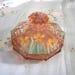 Vintage 1930s Powder Bowl Pink Glass Hand Painted Flowers Vintage 30s Boudoir
