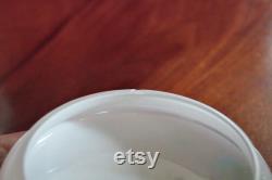 Vintage 1930s Stourbridge Milk Glass Powder Dish With Hand Painted Flowers