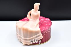 Vintage 1940 Pinaud-New York Dusting Powder Box Scarlett O Hara Rose-Pink Celluloid Box Lid Rose-Pink Tin Bottom Flirt Fragrance