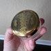 Vintage 1940 s Glass and Brass Powder Jar, Trinket Dish,Toiletries,Vanity Decor,Makeup,Gold Wash,Pin Container,Bathroom Storage Organization