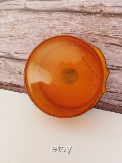 Vintage 1940's Powder Box Vanity Decor Vintage Celluloid Plastic Box Cosmetic Box Vanity Storage Box Amber Celluloid Pearlescent Box