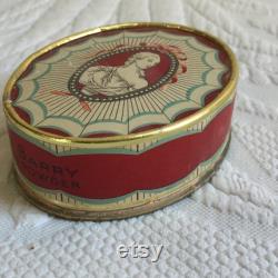 Vintage 1940's Richard Hudnut Tropical Powder from New York and Paris. Full of Powder. Lovely Oval Cameo Decorated Box. Great for Display.