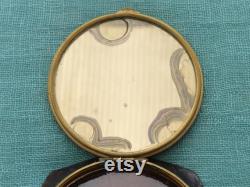 Vintage 1940s French Faux Tortoiseshell Celluloid Powder Compact With 18th Century Portrait of a Lady on Lid