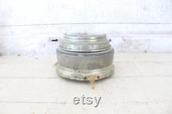 Vintage 1940s Music Trinket Powder Box Round Silver Metal Music Box Whatnot Trinket Music Box withSunset Print and Strawflowers Mom Gift